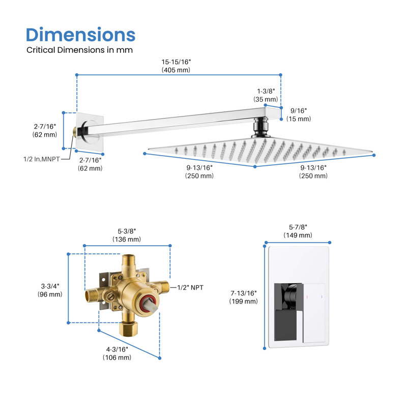 Dual Function Complete Shower System with Rough in-Valve, Chrome