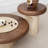 19.7” Round Dual-Wood Side Table, Walnut Top & Light Wood Sculpted Base Small Coffee Table-468746794-468746796