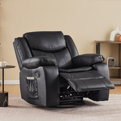 Crovetti PU Leather Recliner Chair with Rocking and Swivel Living Room Chair Home Theater Seat