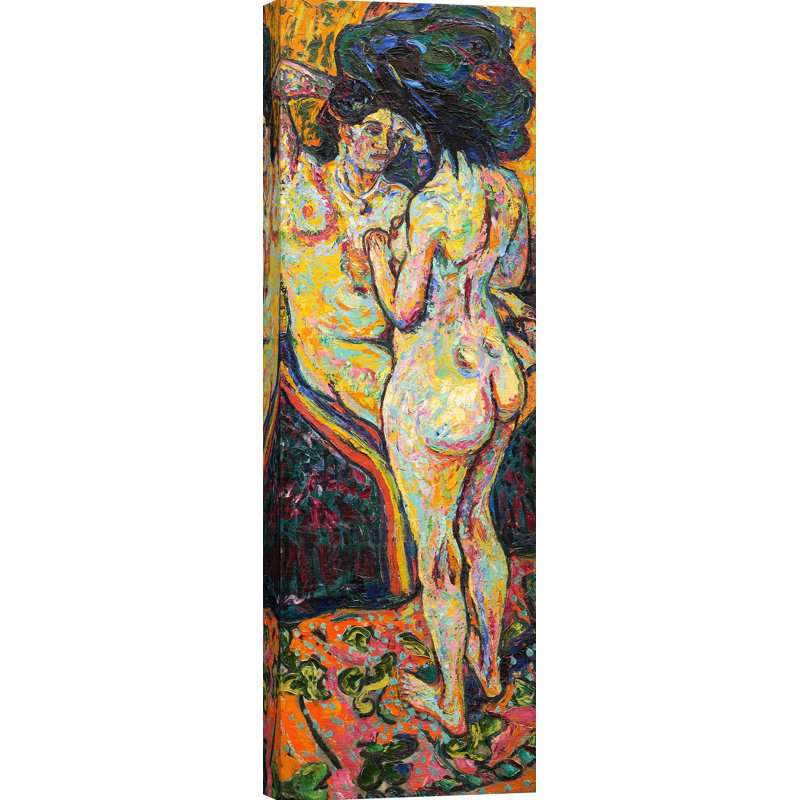 Two Nudes by Ernst Ludwig Kirchner - Wrapped Canvas Painting, 100cm H x 35cm W x 4cm D