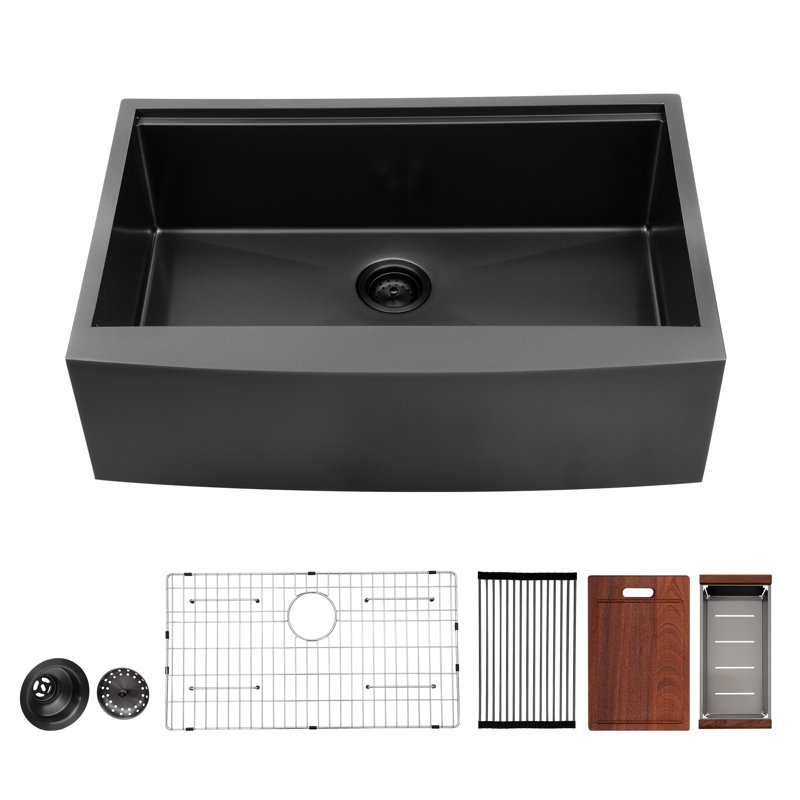 30”W x 22”D Single Bowl Farmhouse 16 Gauge Stainless Steel Workstation Undermount Kitchen Sink , 10" H x 33" W