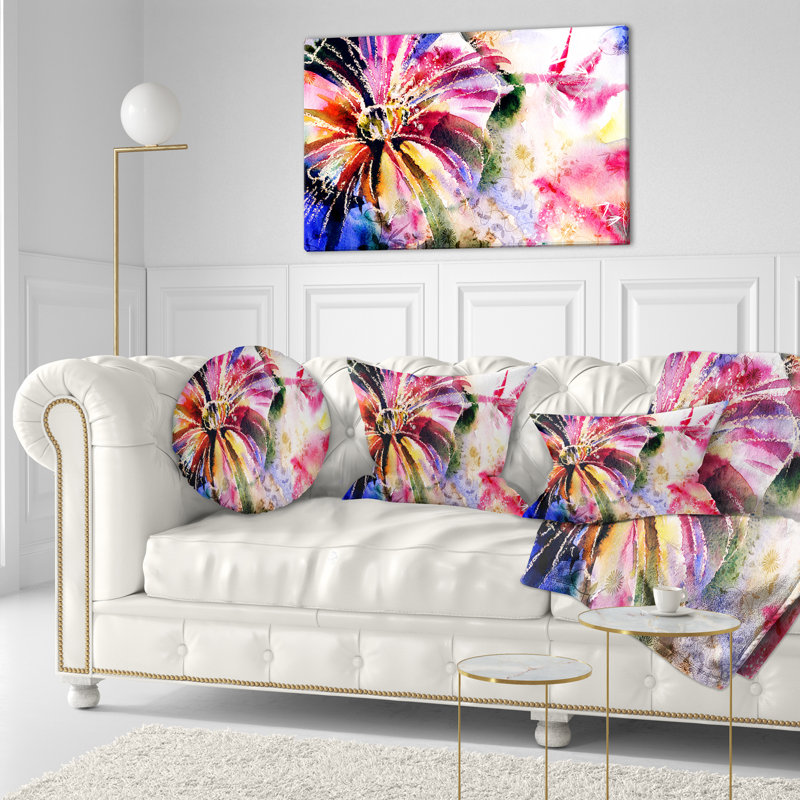 Fleurs dans un collage - coussin à imprimé floral, 16 po x 1 po, Coussin décoratif