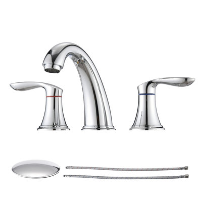 Widespread 2-handle Bathroom Faucet with Drain Assembly