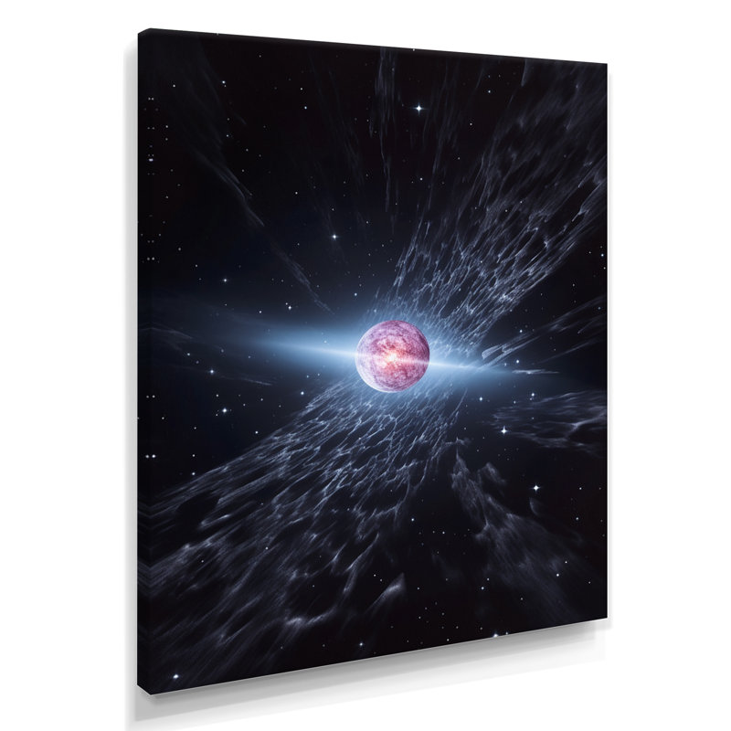 Planète rose en orbite dans l'espace lointain - espace, art mural, salon, Toile tendue, H 32 po x l 16 po x P 1 po