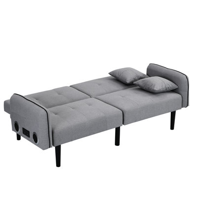 Lit pliant avec stéréo - aspect gris. Multifonctionnel pour tous les réglages. Linen se prélassant tranquillement. Jeu audio sans fil. Solution utilisateur et espace. Ergonomique et fiable. Matériau de fabrication.