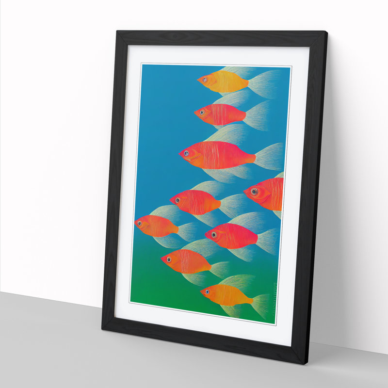 School Of Fish Vol.2 - Single Picture Frame Print, 64cm H x 46cm W x 2cm D, Black