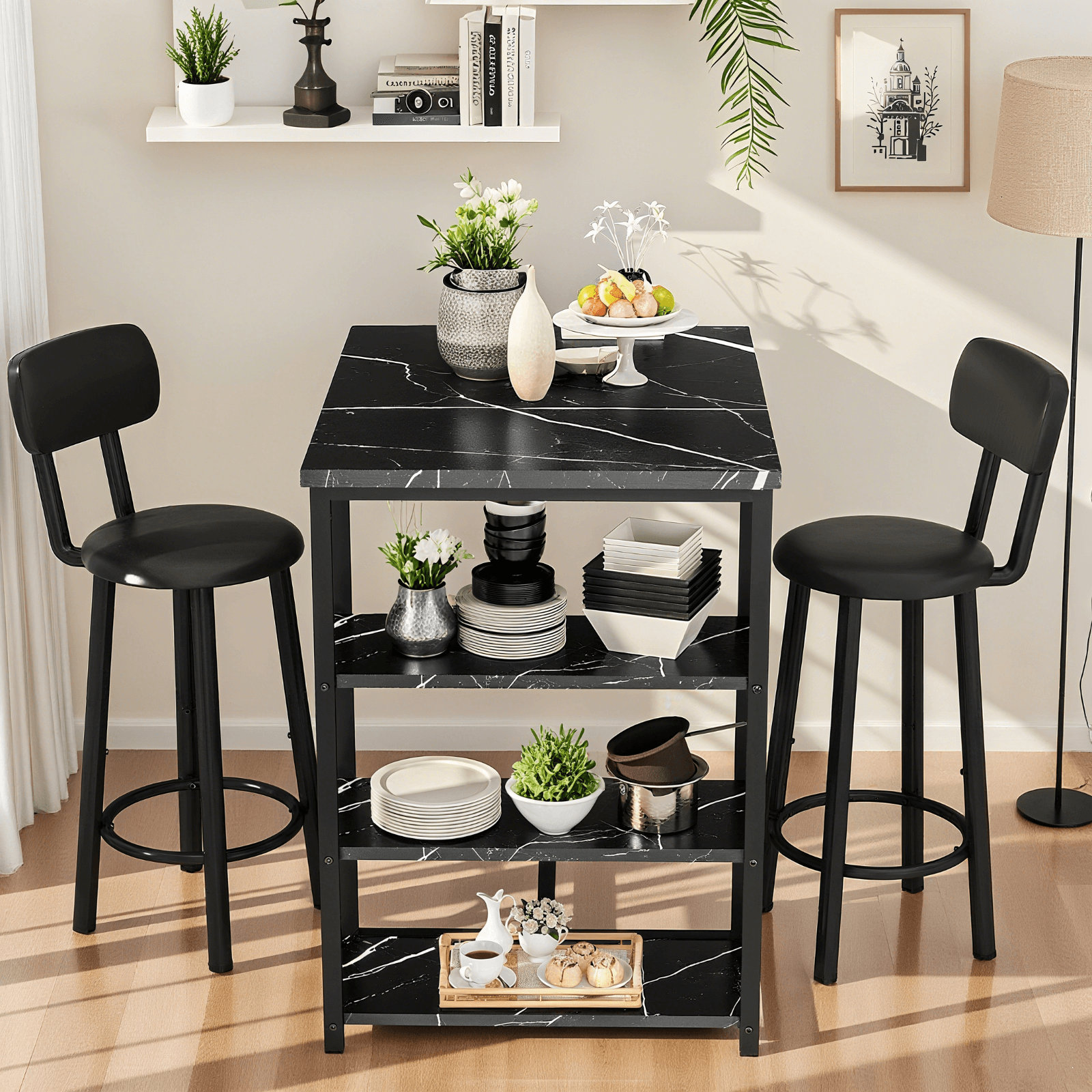George Oliver Kitchen Dining Table Set For 2, Bar Table And Chairs Set ...