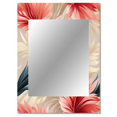 Aulani Tropical Whisper Tropical Pattern - tropical  Large Mirror, Botanical, Floral Decorative Wall Mirror, Printed Metal Art