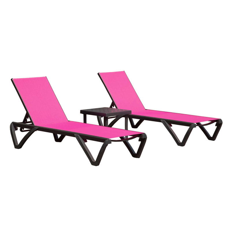 Raheemah Outdoor Chaise Lounge, Rose Red