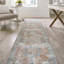 Tapis en chenille vieilli / bleu lavable à la machine avec motif de chenille et de bleu foncé Heinfried-92296335