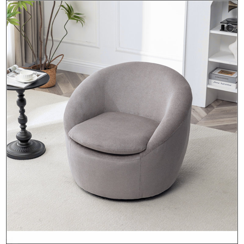 Fauteuil demi-tonneau en tissu Winnie Modern Teddy, pivotant à 360 °, gris, doux et invitant pour un confort et un style ultimes
