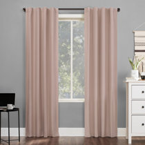 StangH Blush Pink Curtains 84 inch Length - Silky Soft Satin Curtains with  French Chic Ruffles, Rod Pocket Home Decor Window Drapes for Feminine Room