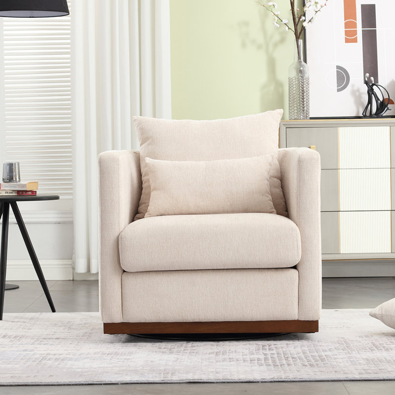 Fauteuil demi-tonneau pivotant Schoth à 360 degrés, Beige