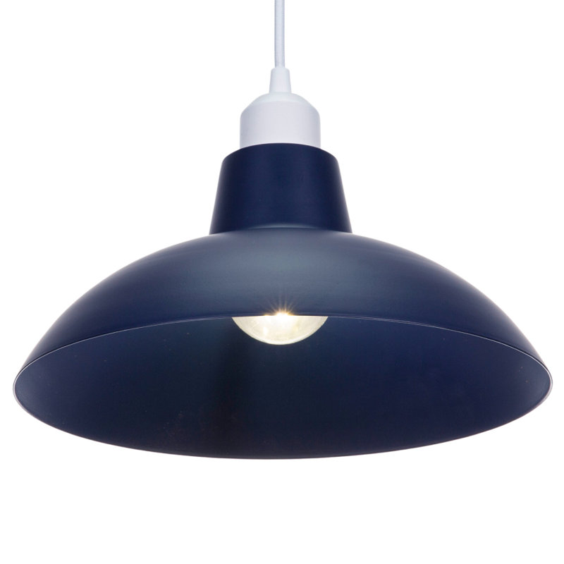 Industrial Retro Designed Matt Curved Ceiling Pendant Light Shade, Blue