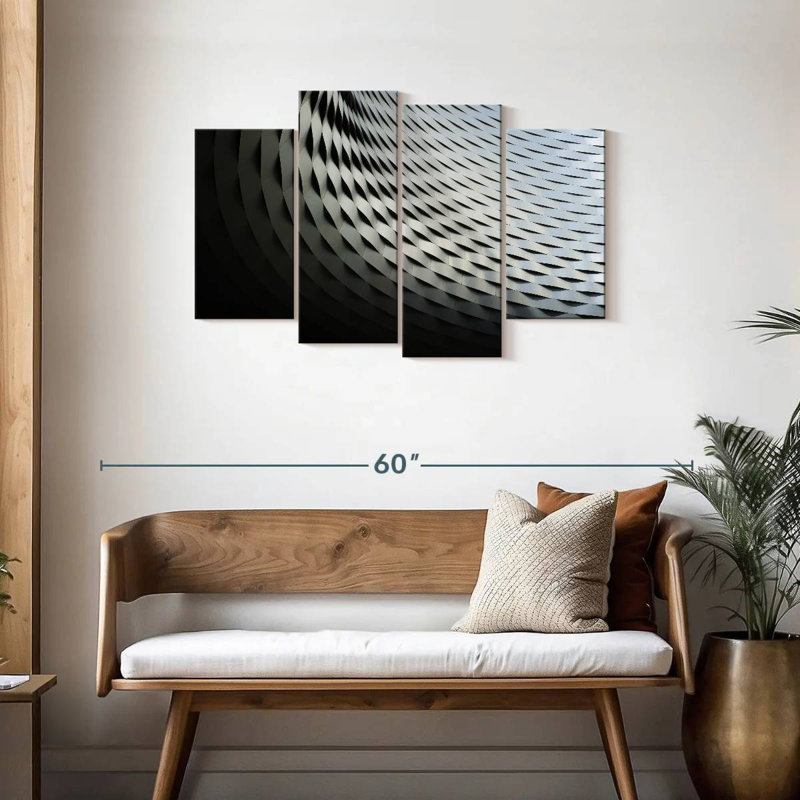 Lilie Abstract Silver Structure, 27" H x 43" W