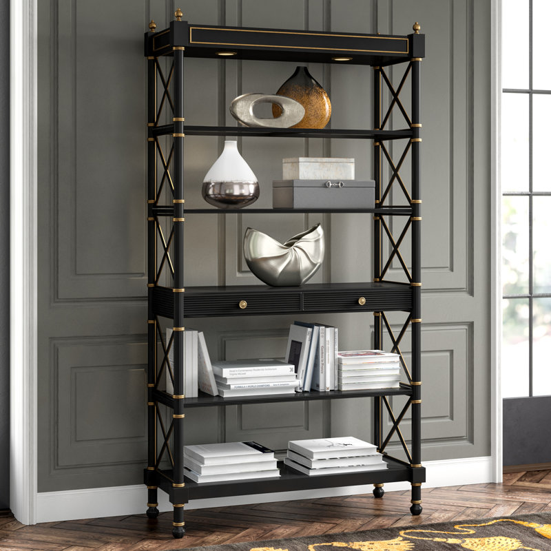 Masterpiece Solid Wood Etagere Bookcase