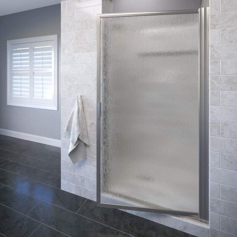 Sopora - W x 63.5'' H Pivot Door Framed Shower Door with, Brushed Nickel, Rain