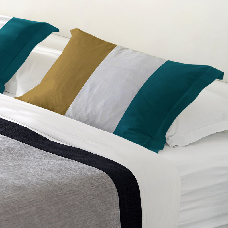 Jacksonville Football Polyester Striped Sham Set, King, Microfiber, Gold/White Middle