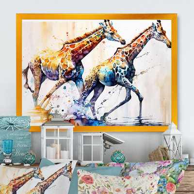 Girafes qui courent - Art sur toile girafe