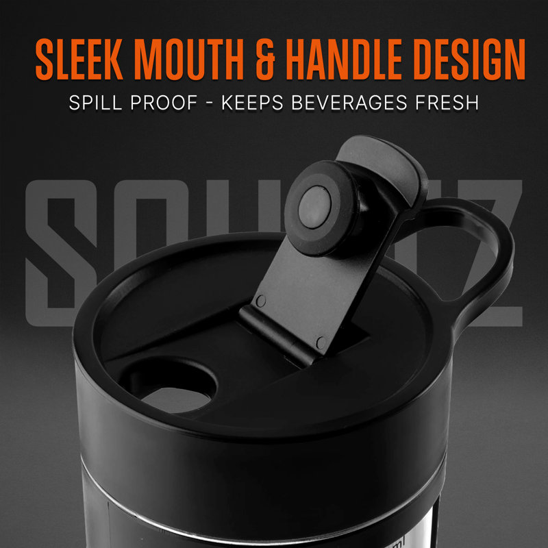 SQUATZ 22 Oz Electric Shaker Bottle - Rechargeable Automatic Protein Shake Blender Flask, Leak-Proof & Easy To Clean, Smooth Drink In 15 Seconds, Ideal For Gym Shakes, Coffee, Milkshakes (Black)
