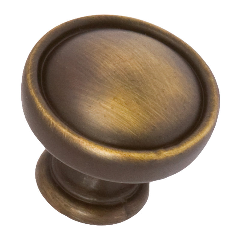 Bouton d'armoire rond en laiton Grayson de 1-1 / 8 po de diamètre, Laiton rétro, 1 1/8"
