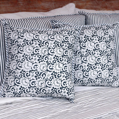 Misty Morning Block Print Cotton Pillow Cover