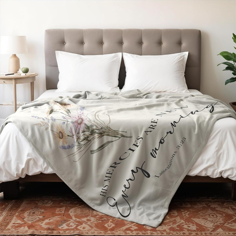 Ses mercies sont des couvertures chrétiennes pour tous les matins, des couvertures en flanelle Boho Floral, 80" L x 60" W