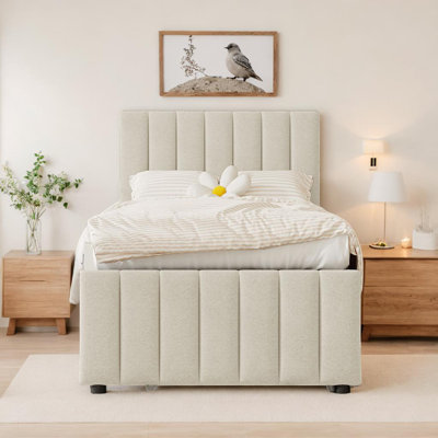Lit plateforme tapissier charmant avec lit gigogne et 3 tiroirs