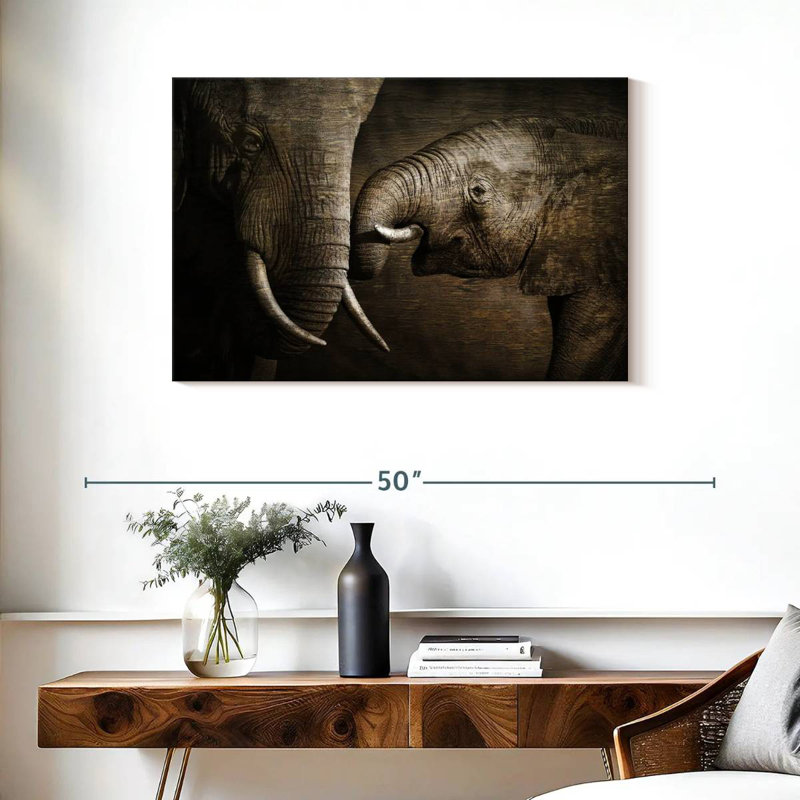 Brampt Affectionate Elephants, 24" H x 36" W