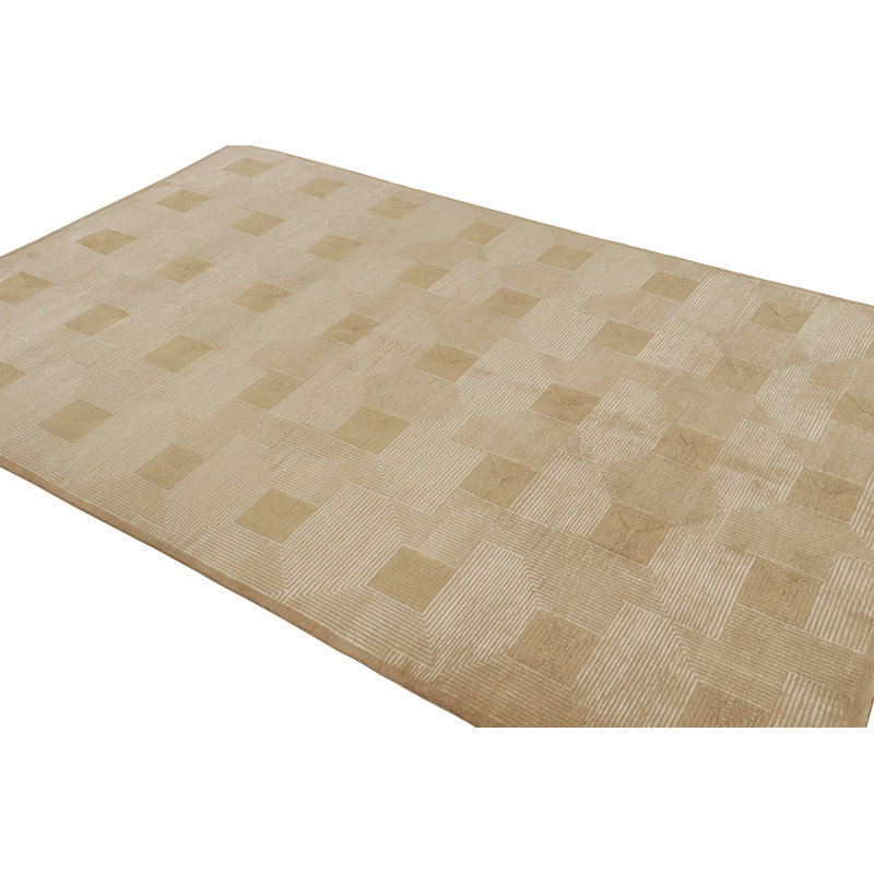 Rug & Kilim’S Cubist Art Deco Style Rug In Beige-Brown Geometric Patterns