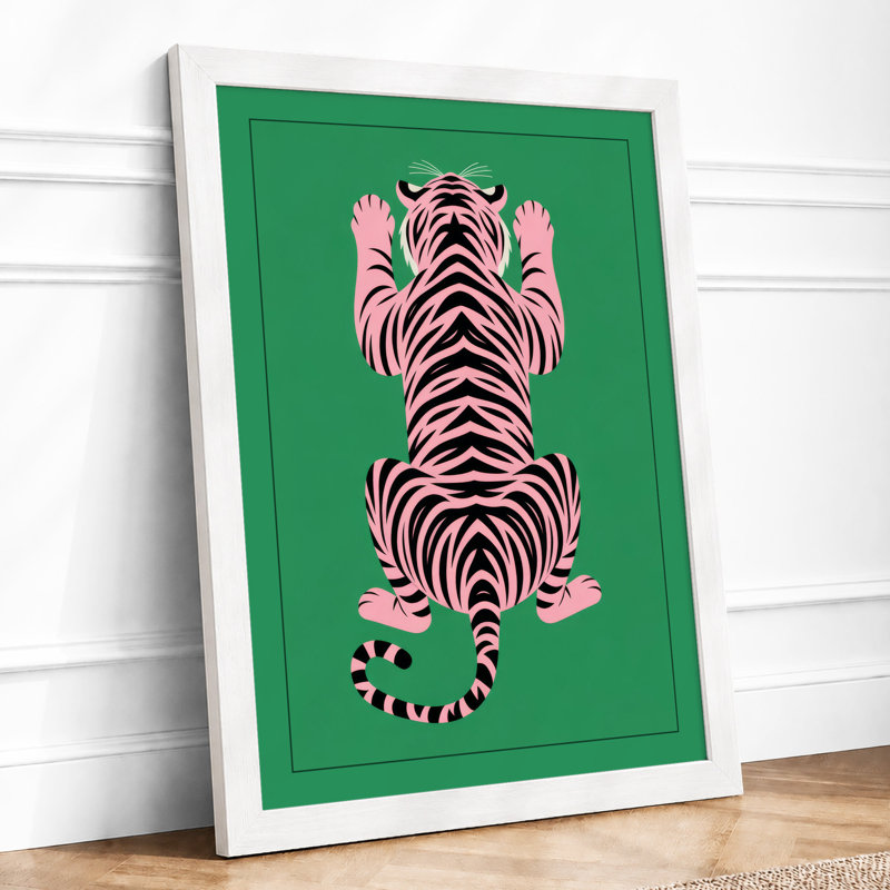 Geometric Tiger Art Deco - Framed Print, A3 - 42.0 x 29.7 cm, White