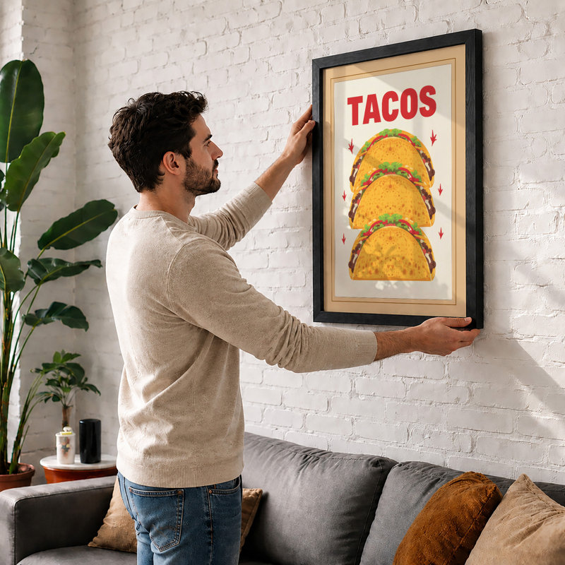 Tacos Retro - Framed Print, Unframed, A4 - 29.7 x 21.0 cm
