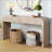 59'' Vintage Crafted Entryway Table,Two Hidden Handle Drawers,Farmhouse Console Table-1281655892