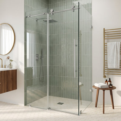 Elan E-class 46" W x 34" D x 76" H Sliding Frameless Shower Enclosure with 3/8" Clear Glass