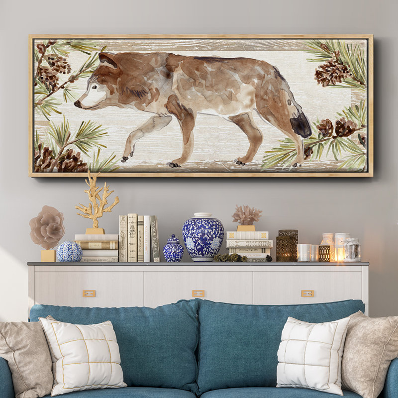 Rustic Barnwood Animals Collection D- Framed Canvas, 12" H x 30" W