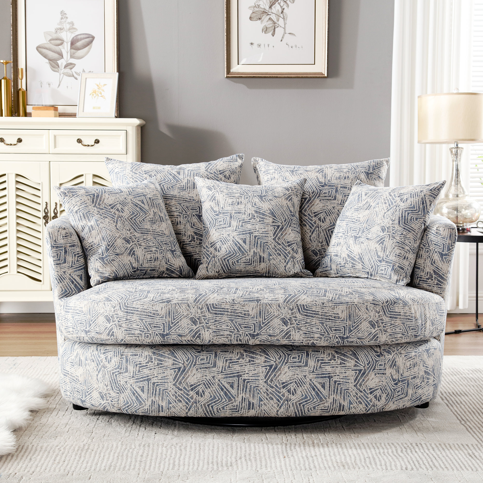 Round swivel store loveseat chair