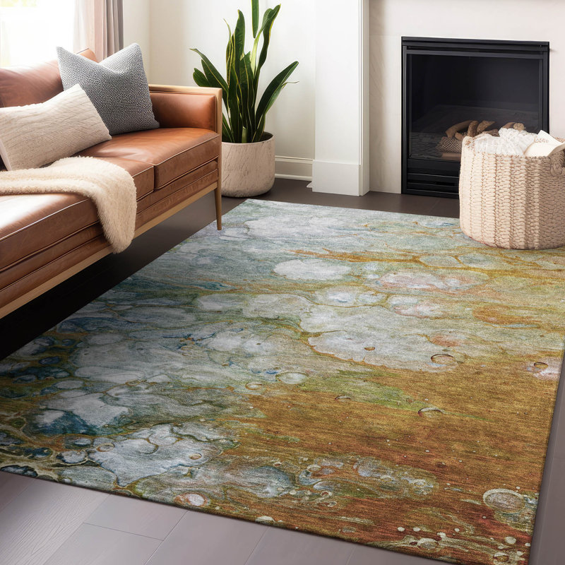 Tapis orange lavable intérieur / extérieur Kashava - LOOMlan, 8' x 10'