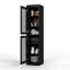 Garde-manger Jaylena 100% bois massif 16,5 po avec portes en verre transparent et tablettes réglables-743490906