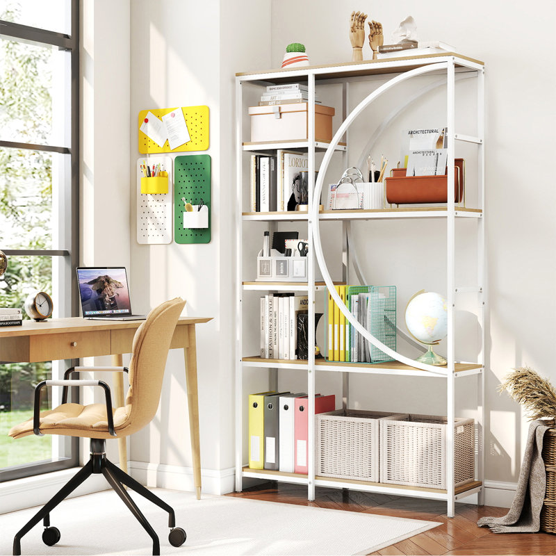 177cm H x 100cm W Metal Etagere Bookcase, Yellow