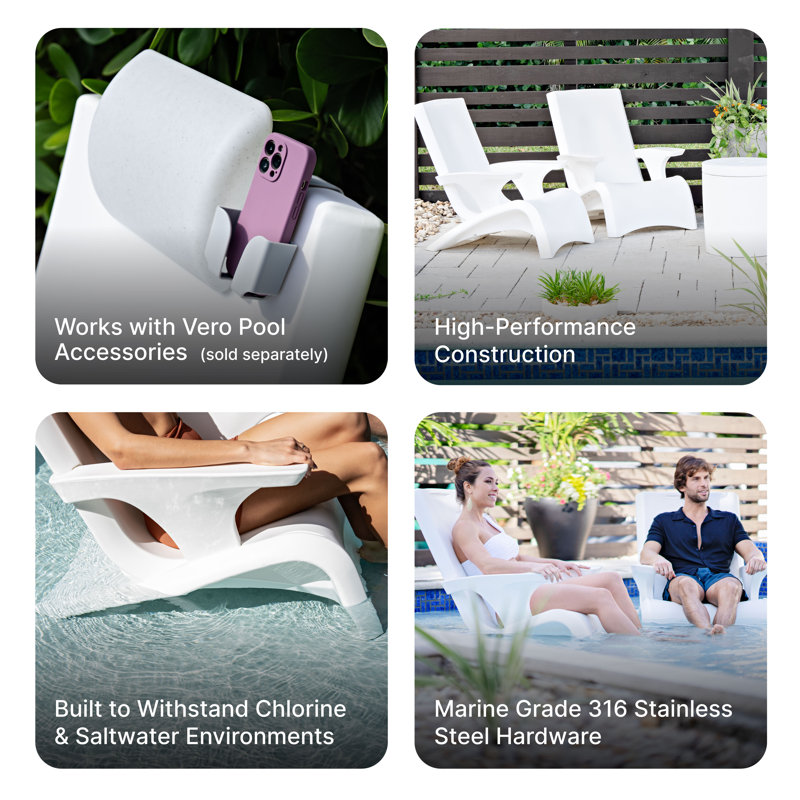 White Plastic Modern Adirondack Chaise Lounge Chair