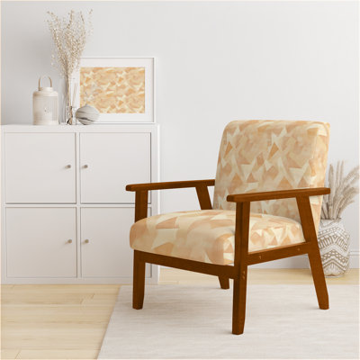 Chaise géométrique rembourrée avec accoudoirs Beige Angles
