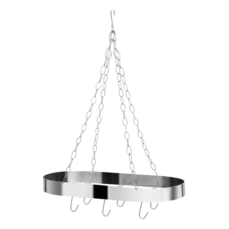 Metal Oval Hanging Pot Rack, Chrome