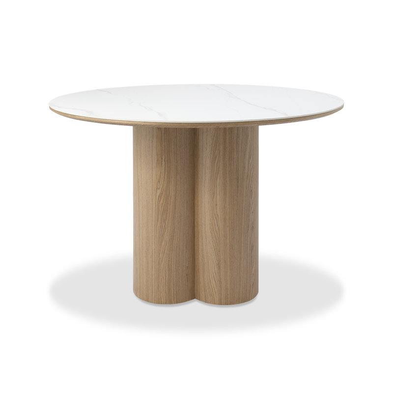 Antoin Matt White Ceramic 4 Seater Table , Brown