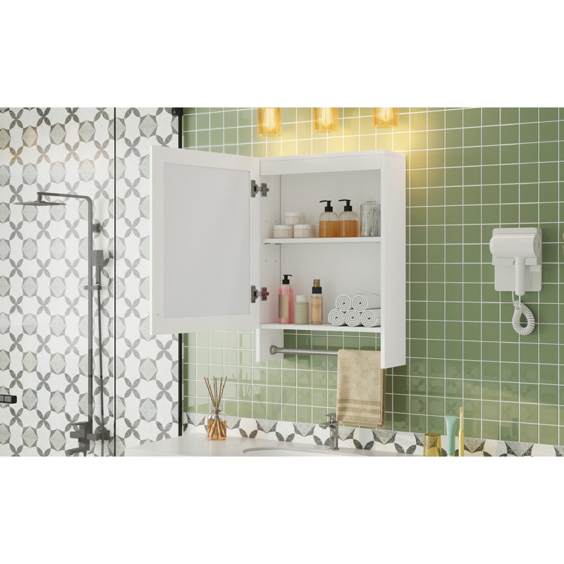 Pharmacie murale 3 en 1 avec tablette réglable, porte à fermeture en douceur, miroir haute définition pour salle de bain, armoire percée avec miroir et barre à serviettes Curious
