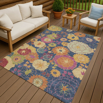 Tapis floral intérieur / extérieur lavable à la machine Matteson ACN2293