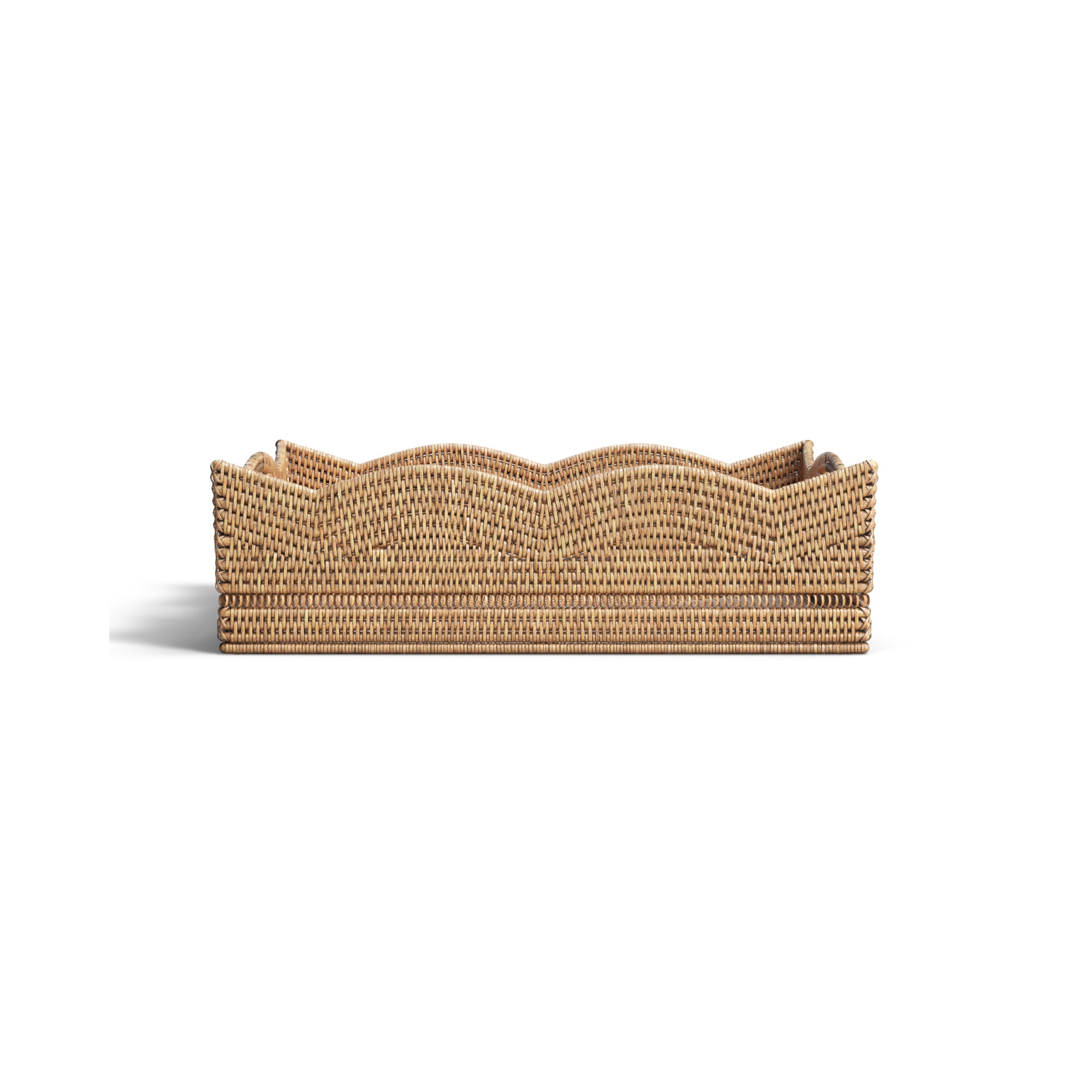 Landry Rattan Tray - Set of 1, Honey Brown, 6" H x 20" W x 16" D