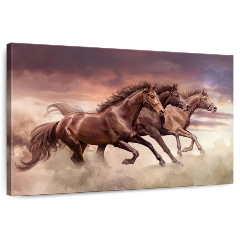 Brampt Three Running Horses, 16" H x 24" W