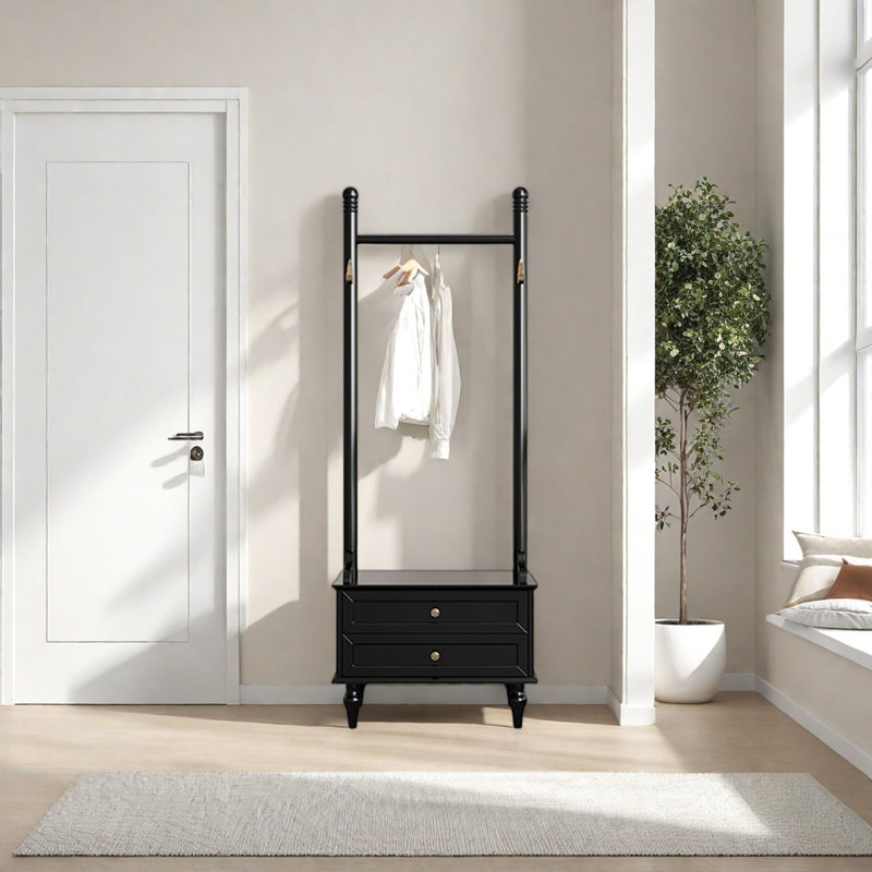 Robust Wooden Closet with Enhanced Storage, Black