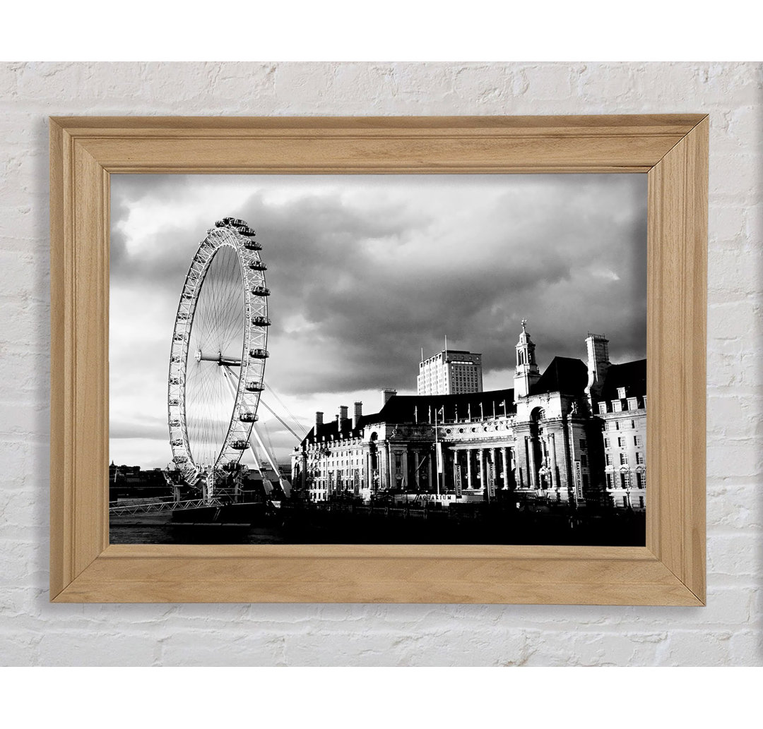 London Eye Clouds B & W - Einzelner Bilderrahmen Kunstdrucke