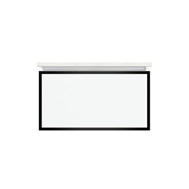 Profiles Framed 30" Single Bathroom Vanity Base Only, Black/Polished Nickel, Full Drawer, No